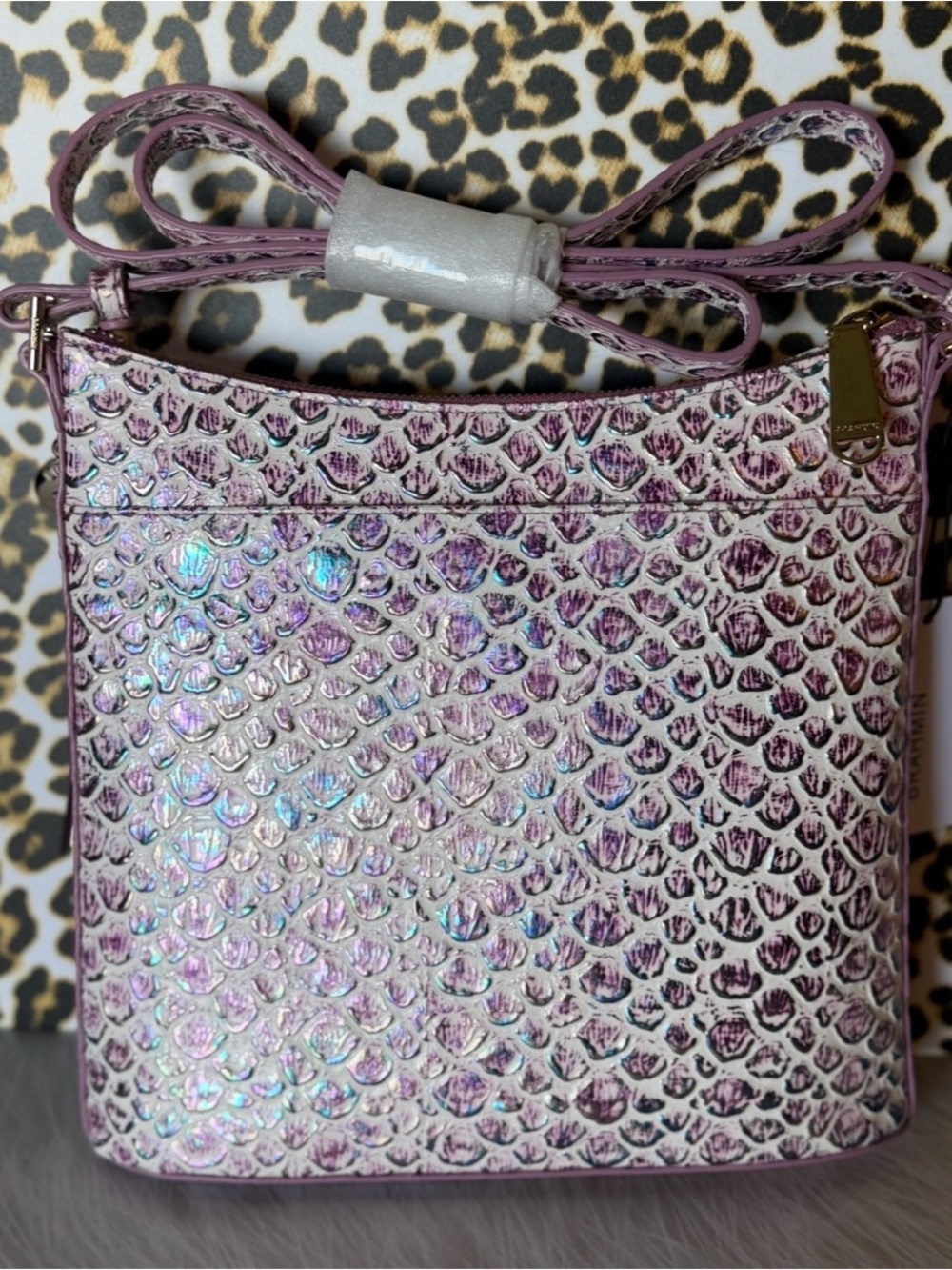 HARDTOFIND Brahmin Katie Floralite Crossbody Purple Iridescent Glow Tassel NWT - Picture 9 of 14